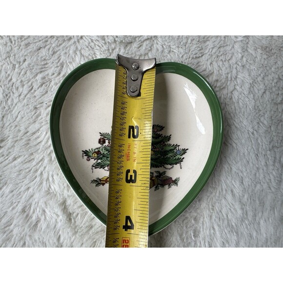 Vintage Spode England Christmas Tree Heart Jewerly Ring Trinket Dish EUC - Picture 3 of 4